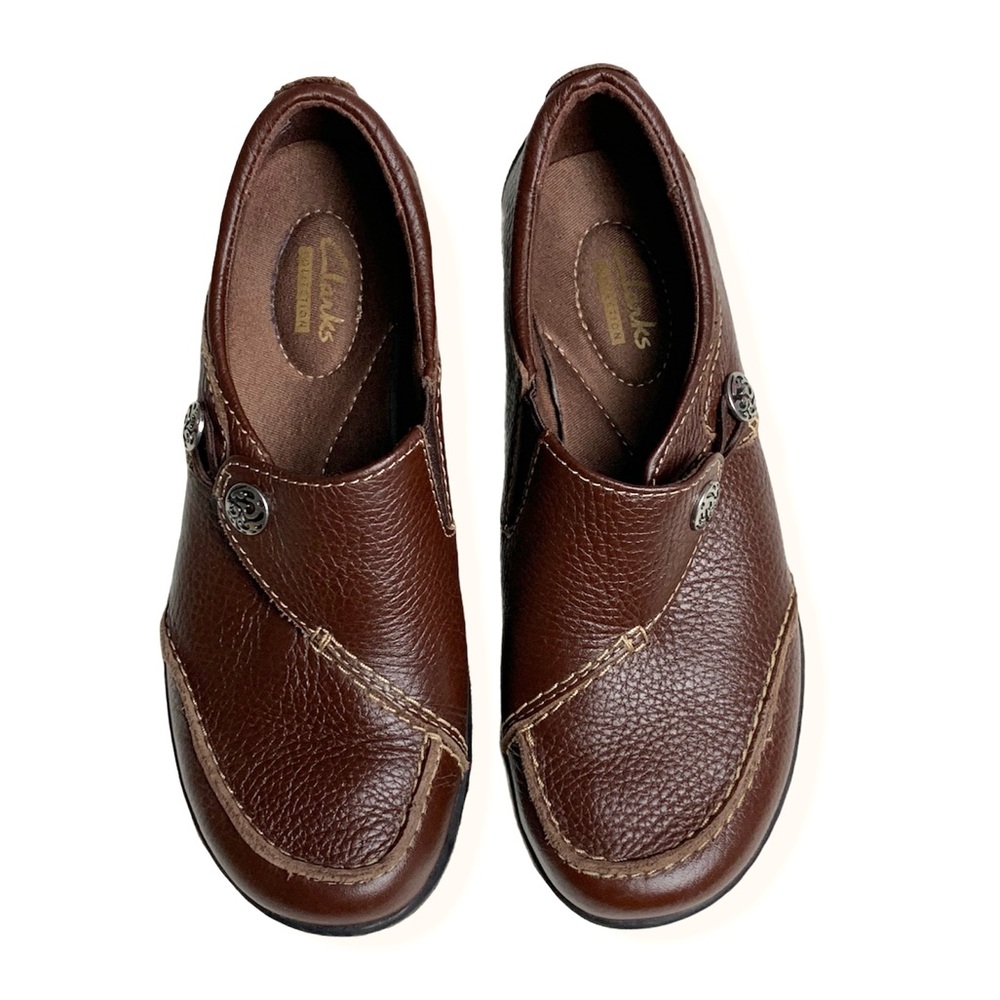 Clarks Women's Brown Slip-On Leather Comfort Shoes